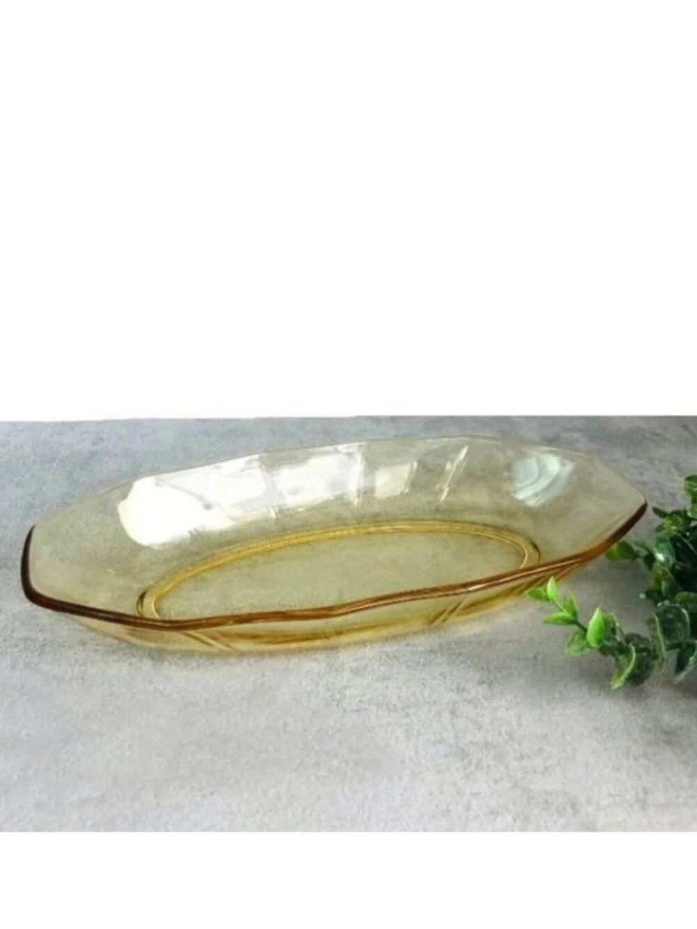 Vintage Fostoria Fairfax Yellow Glass Oval Serving Dish